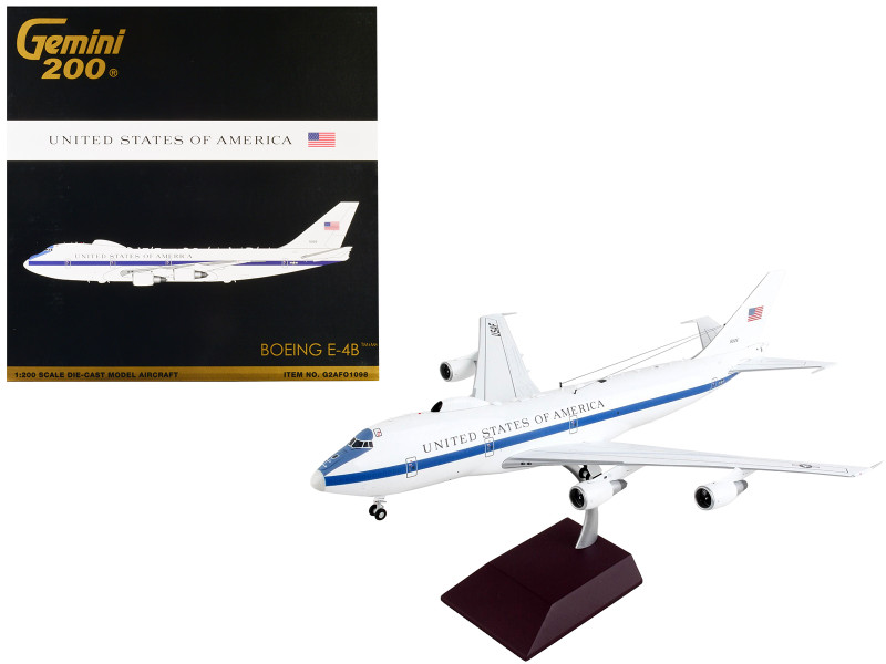 Boeing E 4B Military Aircraft 55th Wing 1st Airborne Command and Control Squadron Offutt Air Force Base United States Air Force Gemini 200 Series 1/200 Diecast Model Airplane GeminiJets G2AFO1098