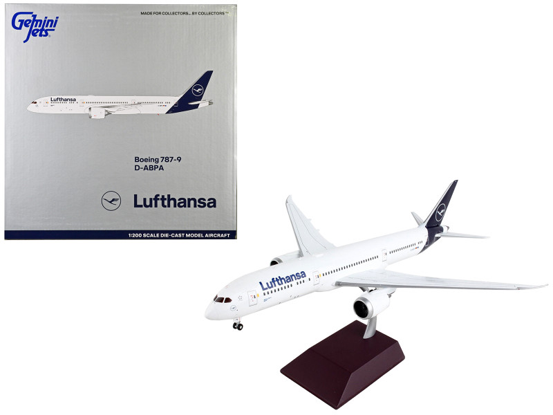 Boeing 787 9 Commercial Aircraft Lufthansa White with Blue Tail Gemini 200 Series 1/200 Diecast Model Airplane GeminiJets G2DLH1050