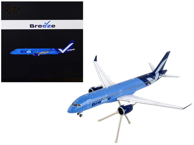 Embraer ERJ 195 Commercial Aircraft Breeze Airways Blue Gemini 200 Series 1/200 Diecast Model Airplane GeminiJets G2MXY1052