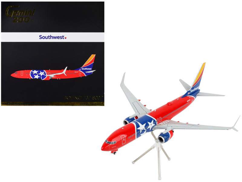 Boeing 737 800 Commercial Aircraft Southwest Airlines Tennessee One Tennessee Flag Livery Gemini 200 Series 1/200 Diecast Model Airplane GeminiJets G2SWA1011
