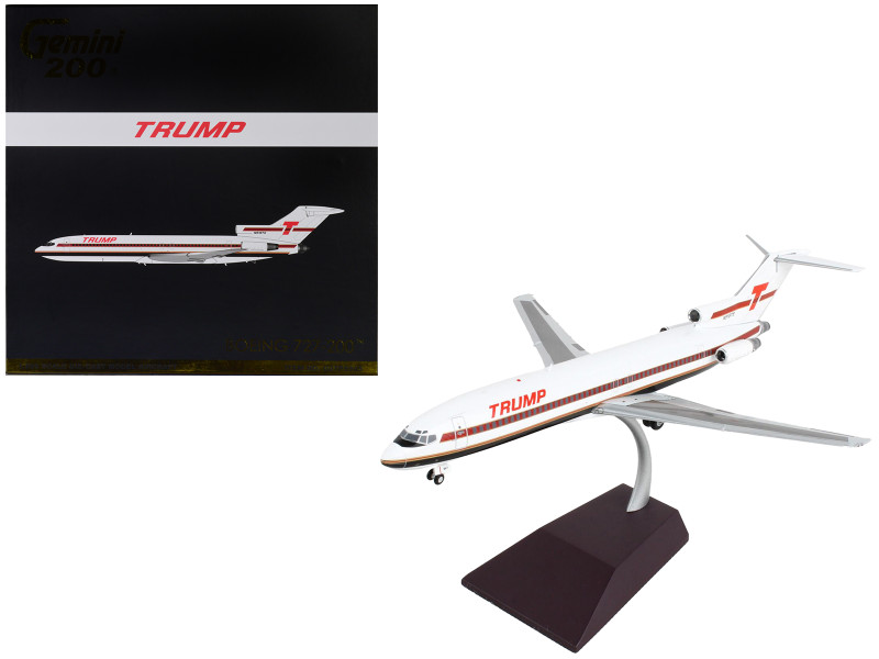 Boeing 727 200 Commercial Aircraft Trump Shuttle White with Red Stripes Gemini 200 Series 1/200 Diecast Model Airplane GeminiJets G2TPS945