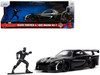 1995 Mazda RX 7 RHD Right Hand Drive Black and Black Panther Diecast Figure The Avengers Hollywood Rides Series 1/32 Diecast Model Car Jada 33078