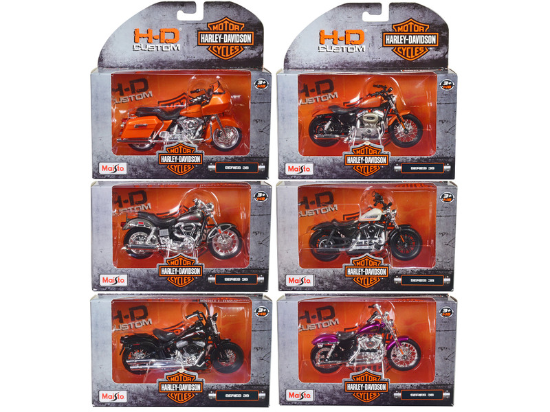 Harley-Davidson Motorcycles 6 piece Set Series 38 Version 2 1/18 Diecast Models Maisto 31360-38V2