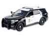 2015 Ford Police Interceptor Utility Black and White Los Angeles Police Department LAPD with Flashing Light Bar and Front and Rear Lights and Sounds 1/24 Diecast Model Car Motormax 79540