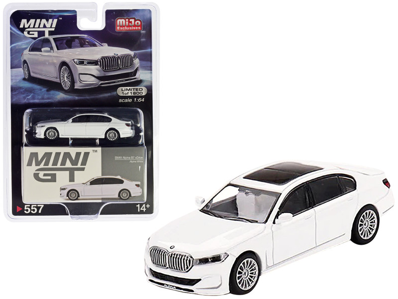 BMW Alpina B7 xDrive Alpine White with Sunroof Limited Edition to 1800 pieces Worldwide 1/64 Diecast Model Car True Scale Miniatures MGT00557