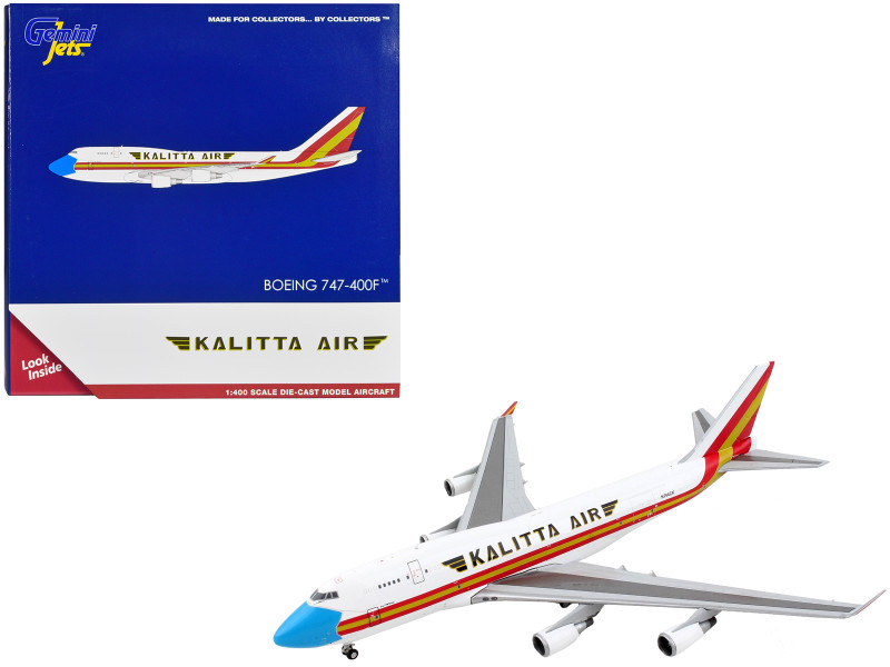Boeing 747 400F Commercial Aircraft Kalitta Air White with Stripes Mask Livery 1/400 Diecast Model Airplane GeminiJets GJ1999