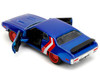 1972 Plymouth GTX Candy Blue with Red and White Stripes and Captain America Diecast Figure The Avengers Hollywood Rides Series 1/32 Diecast Model Car Jada 33081