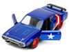 1972 Plymouth GTX Candy Blue with Red and White Stripes and Captain America Diecast Figure The Avengers Hollywood Rides Series 1/32 Diecast Model Car Jada 33081