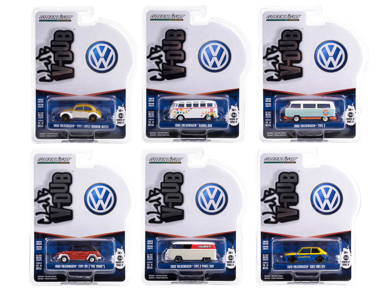 Club Vee V Dub Set of 6 pieces Series 17 1/64 Diecast Model Cars Greenlight 36080SET