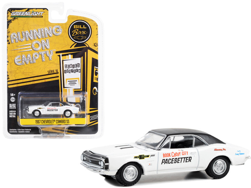 1967 Chevrolet Camaro SS White with Black Top Book City Chevy Pacesetter Altoona Pennsylvania Running on Empty Series 16 1/64 Diecast Model Car Greenlight 41160A