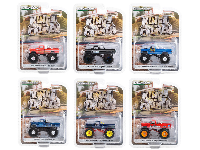 Kings of Crunch Set of 6 Monster Trucks Series 13 1/64 Diecast Model Cars Greenlight 49130SET