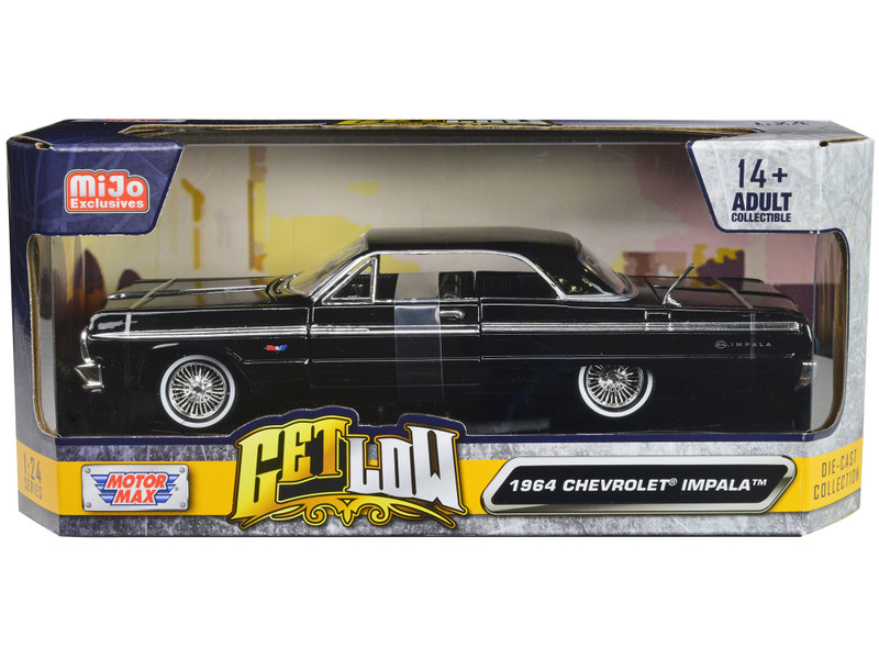 1964 Chevrolet Impala Lowrider Hard Top Black Get Low Series 1/24 Diecast Car Model Motormax 79021bk-bk