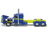Peterbilt 379 with 36 Flat Top Sleeper and 53 Utility Roll Tarp Trailer DSD Transport Blue and Yellow Big Rigs Series 1/64 Diecast Model DCP First Gear 69-1679