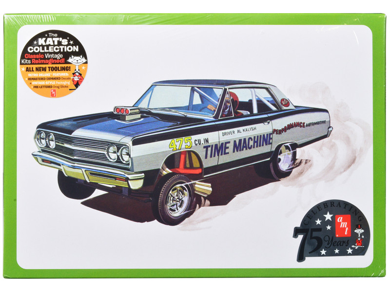 Skill 2 Model Kit 1965 Chevrolet Chevelle AWB Funny Car Time Machine 1/25 Scale Model AMT AMT1302