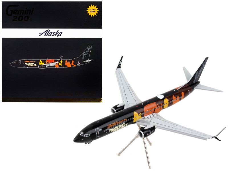 Boeing 737 900ER Commercial Aircraft with Flaps Down Alaska Airlines Our Commitment Black with Graphics Gemini 200 Series 1/200 Diecast Model Airplane GeminiJets G2ASA1016F
