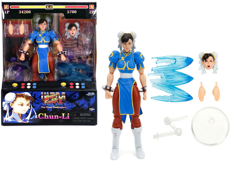 Chun Li 6 Moveable Figure with Accessories and Alternate Head and Hands Ultra Street Fighter II The Final Challengers 2017 Video Game model Jada 34216