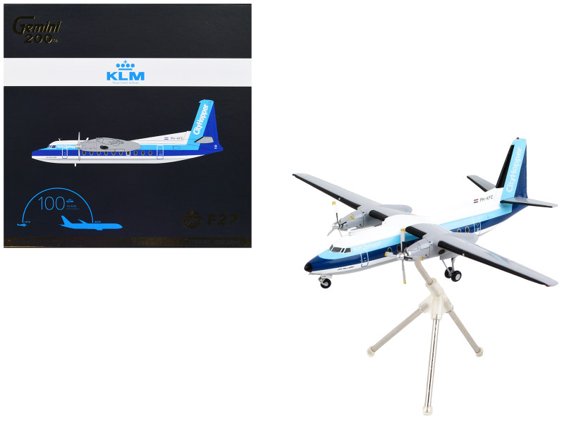 Fokker F27 Commercial Aircraft Royal Dutch Airlines CityHopper White with Blue Stripes Gemini 200 Series 1/200 Diecast Model Airplane GeminiJets G2KLM845