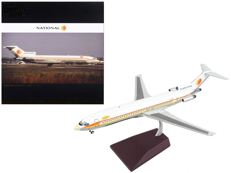 Boeing 727 200 Commercial Aircraft National Airlines White with Orange and Yellow Stripes Gemini 200 Series 1/200 Diecast Model Airplane GeminiJets G2NAL1060