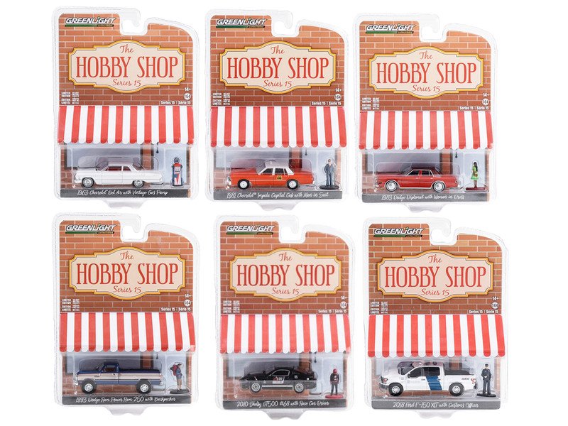 The Hobby Shop Set of 6 pieces Series 15 1/64 Diecast Model Cars Greenlight 97150SET