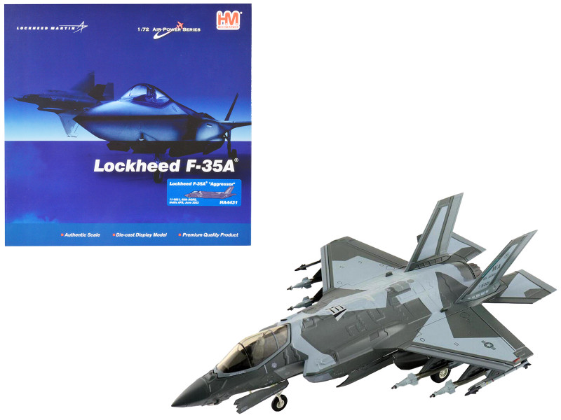 Lockheed F 35A Lightning II Fighter Aircraft 65th Aggressor Squadron Nellis Air Force Base 2022 United States Air Force Air Power Series 1/72 Diecast Model Hobby Master HA4431