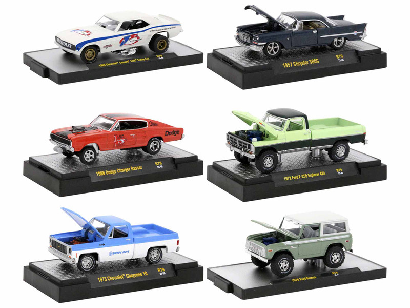 Auto Thentics 6 piece Set Release 79 IN DISPLAY CASES Limited Edition 1/64 Diecast Model Cars M2 Machines 32500-79
