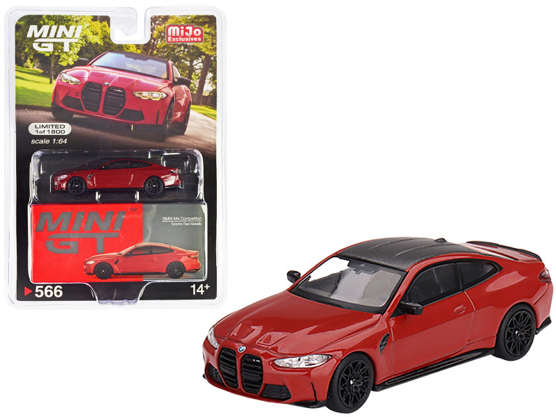 BMW M4 Competition G82 Toronto Red Metallic with Carbon Top Limited Edition to 1800 pieces Worldwide 1/64 Diecast Model Car True Scale Miniatures MGT00566