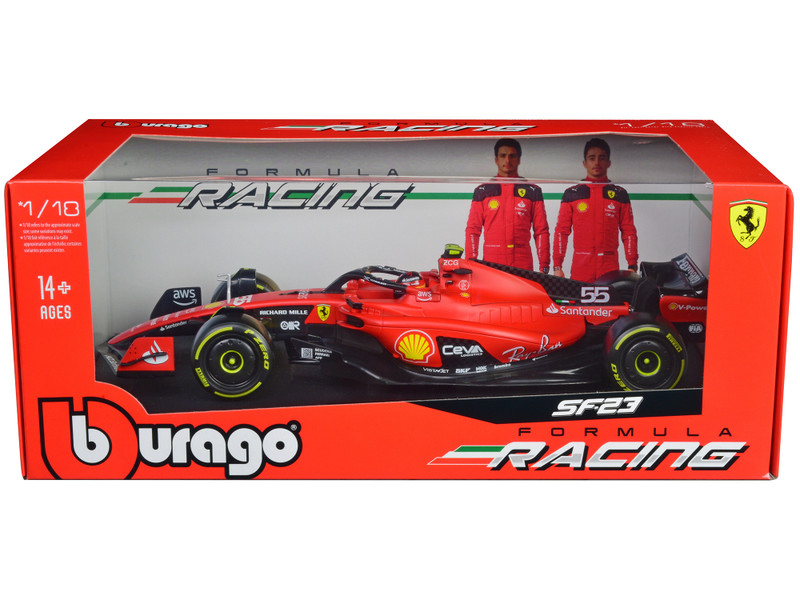 Ferrari SF 23 #55 Carlos Sainz Formula One F1 World Championship 2023 Formula Racing Series 1/18 Diecast Model Car Bburago 16812CS
