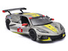 2020 Chevrolet Corvette C8 R #4 Silver Metallic with Yellow Stripes Race Series 1/24 Diecast Model Car Bburago 28024