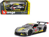 2020 Chevrolet Corvette C8 R #4 Silver Metallic with Yellow Stripes Race Series 1/24 Diecast Model Car Bburago 28024