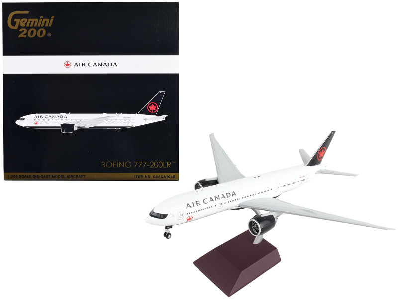 Boeing 777 200LR Commercial Aircraft Air Canada White with Black Tail Gemini 200 Series 1/200 Diecast Model Airplane GeminiJets G2ACA1048