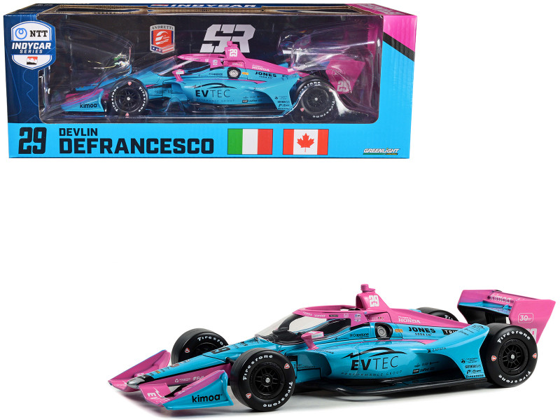 Dallara IndyCar #29 Devlin DeFrancesco EVTEC Performance Group Andretti Steinbrenner Autosport Road Course Configuration NTT IndyCar Series 2023 1/18 Diecast Model Car Greenlight 11219