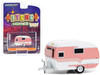 1958 Catolac DeVille Travel Trailer Pink and White Hitched Homes Series 14 1/64 Diecast Model Greenlight 34140A