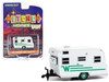 1965 Winnebago Travel Trailer 216 White with Green Stripes Hitched Homes Series 14 1/64 Diecast Model Greenlight 34140C