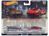 McLaren Senna Dark Gray Metallic with Orange Stripes and McLaren 720S Red Metallic with Black Top Car Culture Set of 2 Cars Diecast Model Cars Hot Wheels HFF97