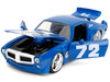 1972 Pontiac Firebird #72 Blue with White Stripe Chevron Bigtime Muscle Series 1/24 Diecast Model Car Jada 35026