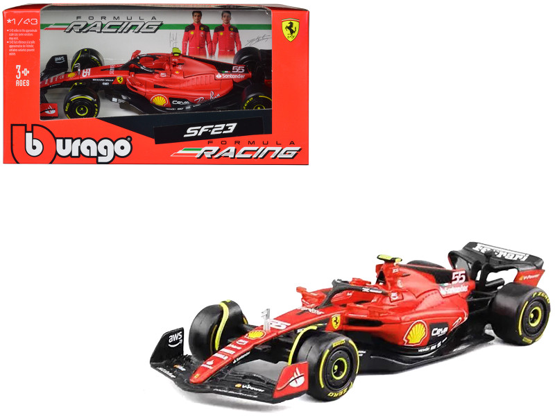 Ferrari SF 23 #55 Carlos Sainz Formula One F1 World Championship 2023 Formula Racing Series 1/43 Diecast Model Car Bburago 36836CS