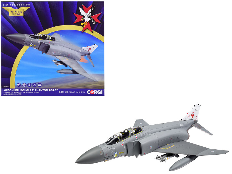 McDonnell Douglas Phantom FGR.2 Fighter Aircraft #1435 Flight RAF Mount Pleasant Falkland Islands 1991 Royal Air Force The Aviation Archive" Series 1/48 Diecast Model Corgi AA27903