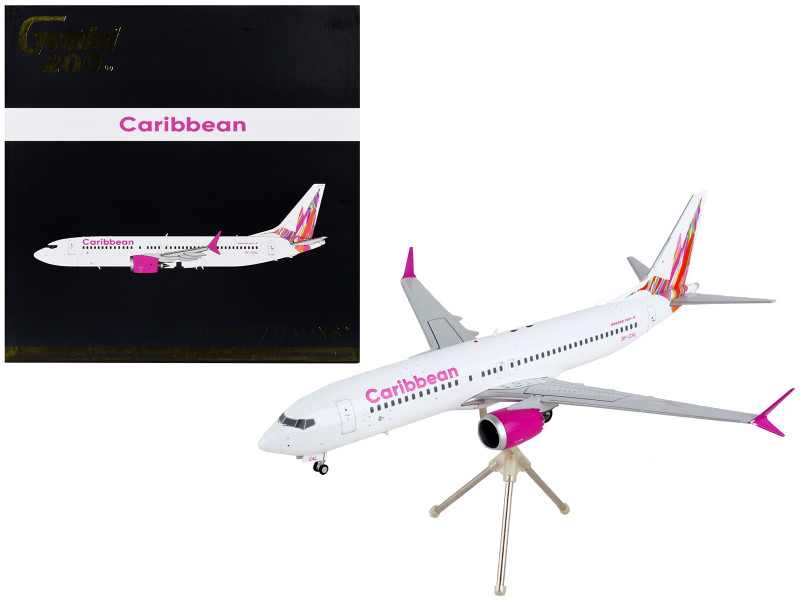 Boeing 737 MAX 8 Commercial Aircraft Caribbean Airlines White with Pink Tail Gemini 200 Series 1/200 Diecast Model Airplane GeminiJets G2BWA1132