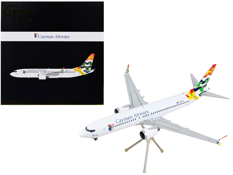 Boeing 737 MAX 8 Commercial Aircraft Cayman Airways White with Tail Graphics Gemini 200 Series 1/200 Diecast Model Airplane GeminiJets G2CAY980