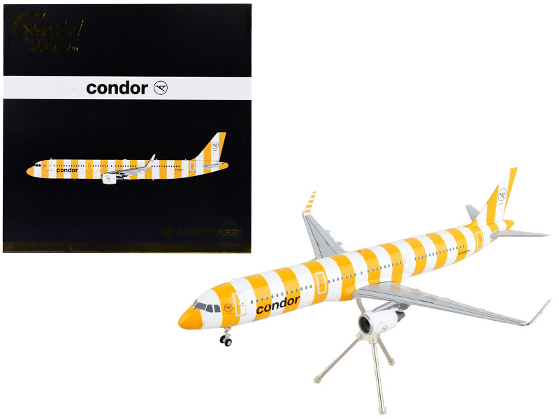 Airbus A321 Commercial Aircraft Condor Airlines White and Orange Striped Gemini 200 Series 1/200 Diecast Model Airplane GeminiJets G2CFG1175