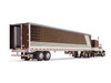 Peterbilt 359 with 63 Mid Roof Sleeper and 53 Utility Trailer Brown and Cream 1/64 Diecast Model DCP/First Gear 60-1675