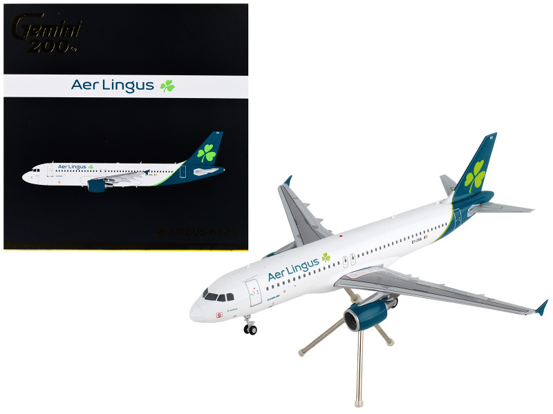 Airbus A320 Commercial Aircraft Aer Lingus White with Teal Tail Gemini 200 Series 1/200 Diecast Model Airplane GeminiJets G2EIN831