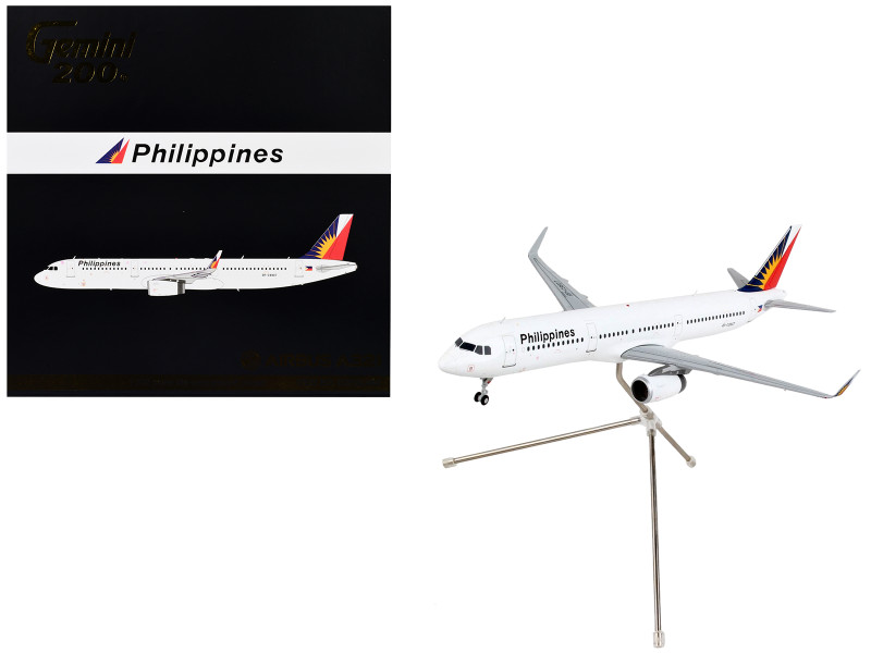 Airbus A321 Commercial Aircraft Philippine Airlines White with Tail Graphics Gemini 200 Series 1/200 Diecast Model Airplane GeminiJets G2PAL484