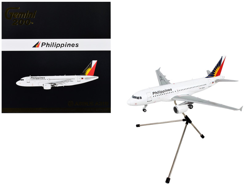 Airbus A319 Commercial Aircraft Philippine Airlines White with Tail Graphics Gemini 200 Series 1/200 Diecast Model Airplane GeminiJets G2PAL499