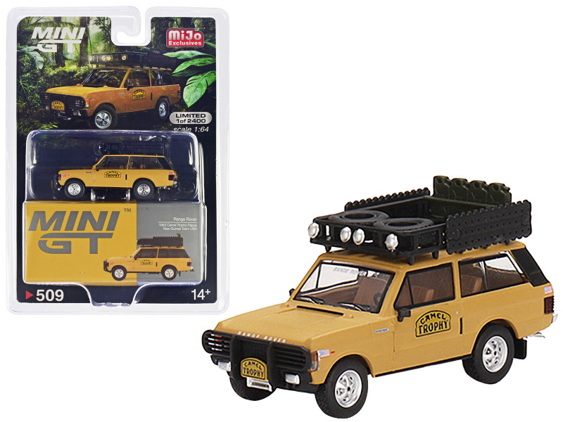 Range Rover with Roofrack Tan Camel Trophy Papua New Guinea Team USA 1982 Limited Edition to 2400 pieces Worldwide 1/64 Diecast Model Car True Scale Miniatures MGT00509