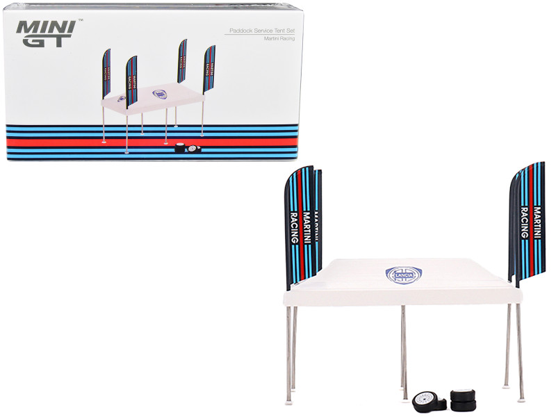Paddock Service Tent Set with Extra Wheels Martini Racing for 1/64 scale models True Scale Miniatures MGTAC16