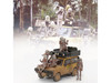 Range Rover with Roofrack Tan Dirty Version Camel Trophy Papua New Guinea Team USA 1982 with Papua New Guinea Asaro Mudmen 6 piece Figure Set 1/64 Diecast Model Car Mini GT MGTS0006