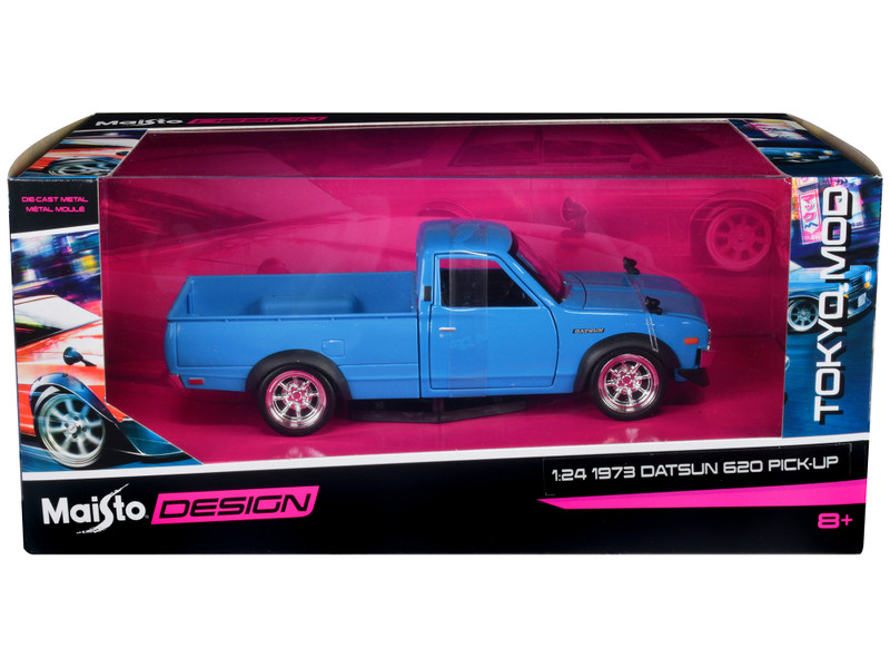 1973 Datsun 620 Pickup Truck Blue Tokyo Mod Maisto Design Series 1/24 Diecast Model Car Maisto 32528BL