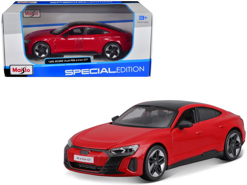 2022 Audi RS e Tron GT Red with Black Top and Sunroof Special Edition Series 1/25 Diecast Model Car Maisto 32907RD