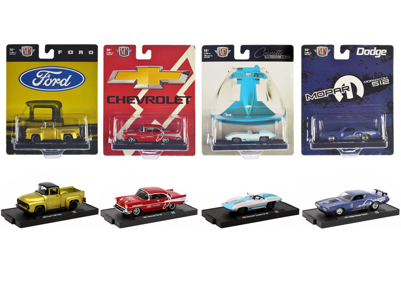 Auto Drivers Set of 4 pieces in Blister Packs Release 100 Limited Edition to 9600 pieces Worldwide 1/64 Diecast Model Cars M2 Machines 11228-100